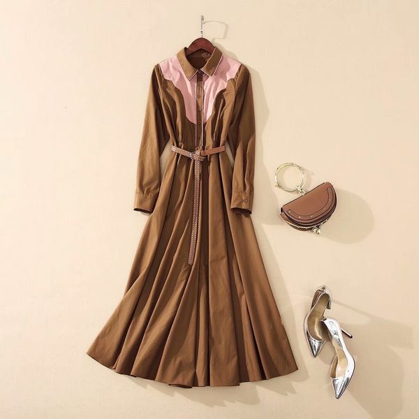 european and american women's clothing autumn style long sleeve lapels contrast color fashion belted pleated dresses g1be, Black;gray
european and american women's clothing autumn style long sleeve lapels contrast color fashion belted pleated dresses g1be, Black;gray