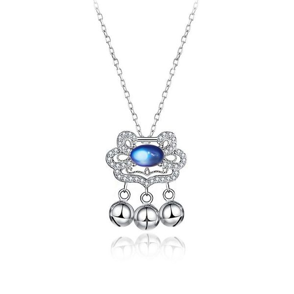 pendant necklaces safe lock moonstone necklace long life little bell for women korean & pendants jewelry choker, Silver 
pendant necklaces safe lock moonstone necklace long life little bell for women korean & pendants jewelry choker, Silver