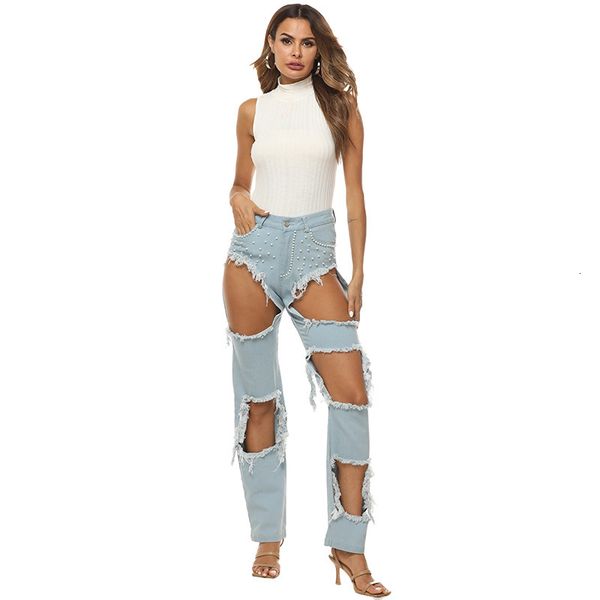 arrivals women solid ripped jeans autumn streetwear lady's high waist hollow out beading tassels straight denim pants, Blue
arrivals women solid ripped jeans autumn streetwear lady's high waist hollow out beading tassels straight denim pants, Blue