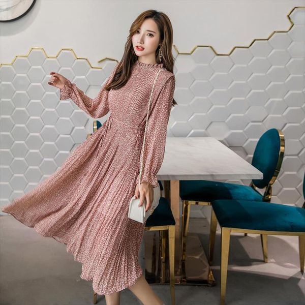 elegant stand collar floral women dress print full sleeve elastic slim waist chiffon spring a line long, Black;gray
elegant stand collar floral women dress print full sleeve elastic slim waist chiffon spring a line long, Black;gray