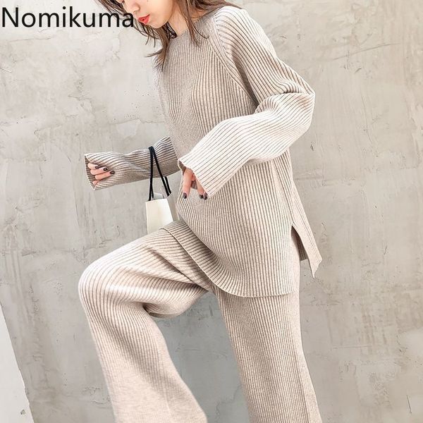 nomikuma autumn women knitted sets long sleeve o-neck causal split sweater + high waist wide leg long pants new 6c447 210427, White
nomikuma autumn women knitted sets long sleeve o-neck causal split sweater + high waist wide leg long pants new 6c447 210427, White