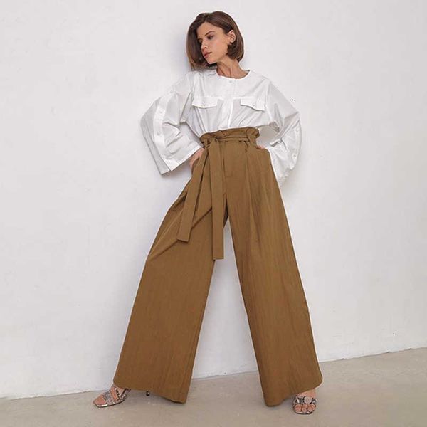 women's pants & capris casual high waist wide leg woman real pocket sashes solid long fashion spring 23q1, Black;white
women's pants & capris casual high waist wide leg woman real pocket sashes solid long fashion spring 23q1, Black;white