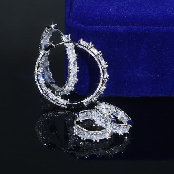 hoop & huggie large round baguette cz paved earrings for women shiny white simple style circle fine jewelry, Golden;silver
hoop & huggie large round baguette cz paved earrings for women shiny white simple style circle fine jewelry, Golden;silver