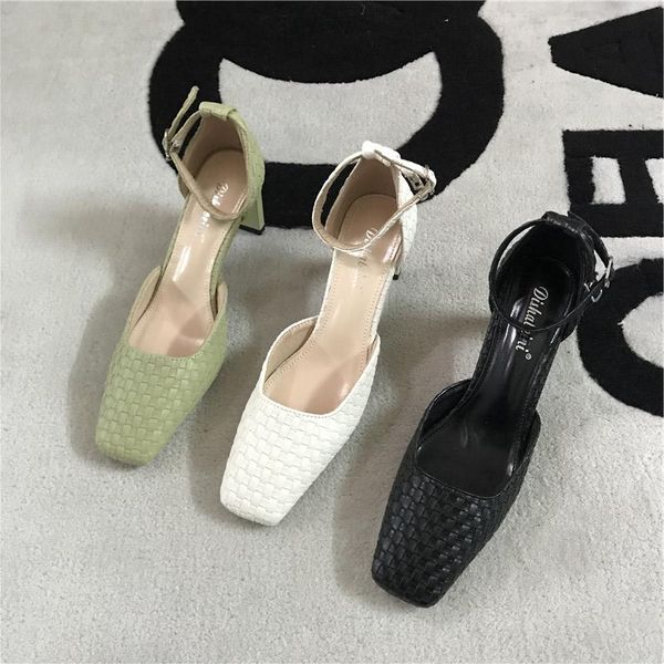 dress shoes bamboo weaving pattern sandals women cover high heels slides square toe buckle strap sandalias closed d'orsay sandale femme, Black
dress shoes bamboo weaving pattern sandals women cover high heels slides square toe buckle strap sandalias closed d'orsay sandale femme, Black
