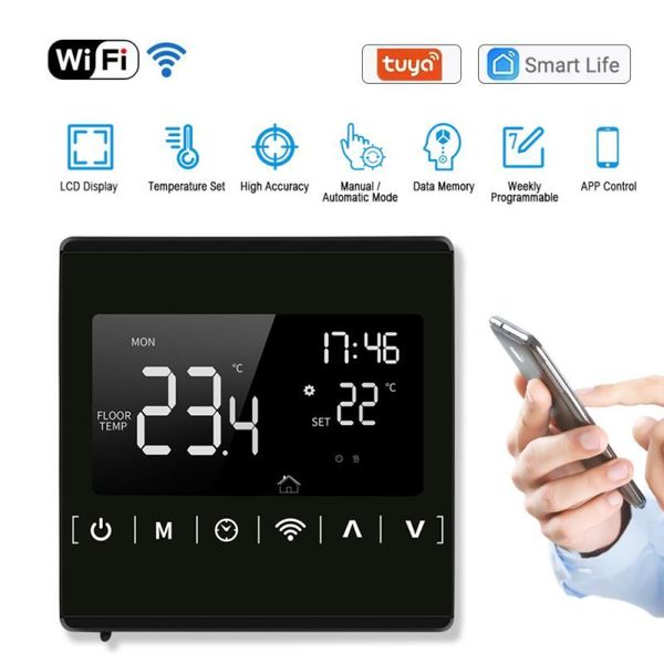 smart home control tuya wifi thermostat ac85-240v lcd touch screen water/electric floor heating water/gas boiler temperature controller
smart home control tuya wifi thermostat ac85-240v lcd touch screen water/electric floor heating water/gas boiler temperature controller