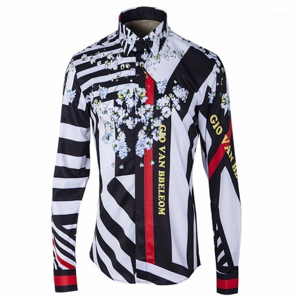 shirt men luxury striped printed long sleeve mens dress shirts fashion slim fit casual party nightclub man men's, White;black
shirt men luxury striped printed long sleeve mens dress shirts fashion slim fit casual party nightclub man men's, White;black