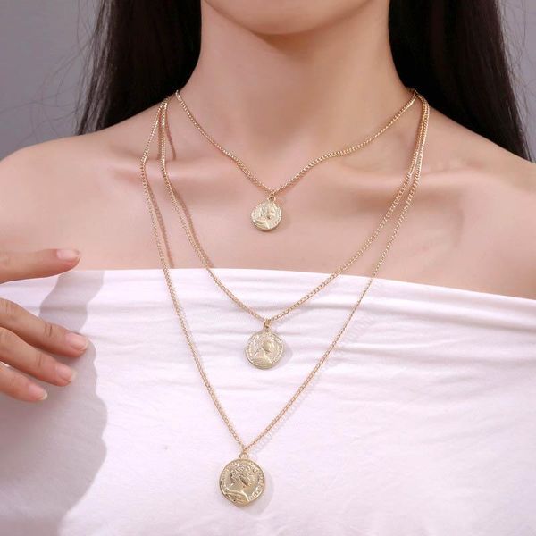 pendant necklaces vintage carved coin necklace for women fashion gold color medallion multiple layers long, Silver
pendant necklaces vintage carved coin necklace for women fashion gold color medallion multiple layers long, Silver