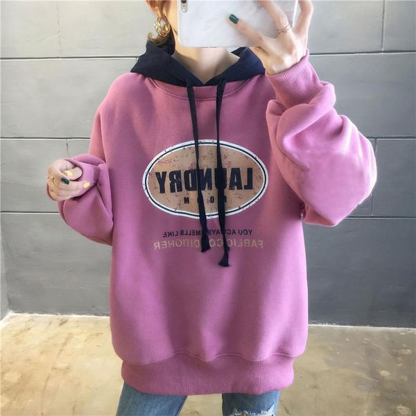 women's hoodies & sweatshirts letters casual thick hooded women loose pullover vogue patchwork harajuku outwear coat 2021 autumn winter, Black
women's hoodies & sweatshirts letters casual thick hooded women loose pullover vogue patchwork harajuku outwear coat 2021 autumn winter, Black