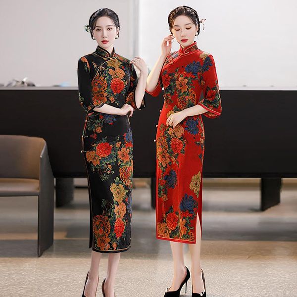 ethnic clothing chinese traditional print flower rayon qipao long slim cheongsam 2021 evening party dress lady plus size -4xl vestidos, Red
ethnic clothing chinese traditional print flower rayon qipao long slim cheongsam 2021 evening party dress lady plus size -4xl vestidos, Red