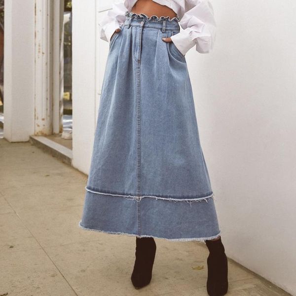 skirts chic long denim ruffled skirt women vintage loose elastic high waist a line tassel jeans fashion 2021 autumn winter, Black
skirts chic long denim ruffled skirt women vintage loose elastic high waist a line tassel jeans fashion 2021 autumn winter, Black