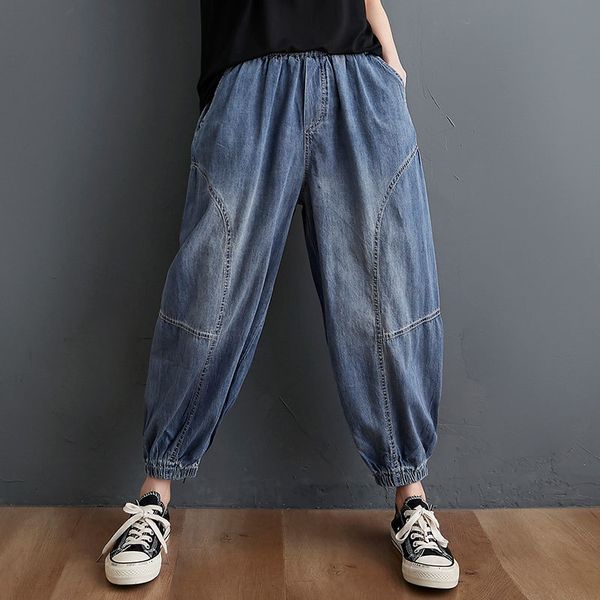 women's jeans spring summer arts style women elastic waist loose blue all-matched casual cotton denim harem pants plus size v315 s
women's jeans spring summer arts style women elastic waist loose blue all-matched casual cotton denim harem pants plus size v315 s