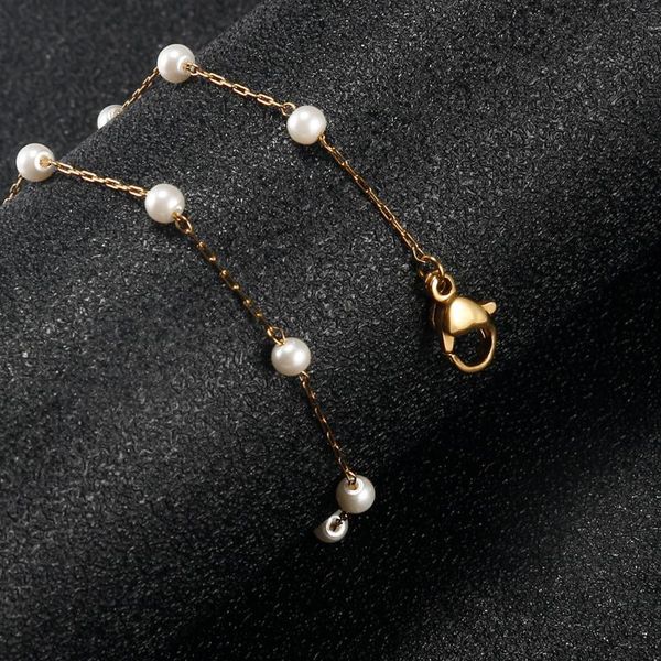 link, chain 1 piece pearl bracelets gold fashion stainless steel bracelet fine jewelry for women party elegant accessory waterproof, Black
link, chain 1 piece pearl bracelets gold fashion stainless steel bracelet fine jewelry for women party elegant accessory waterproof, Black