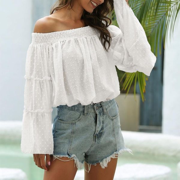 women's blouses & shirts bluses for women solid flared sleeve loose blouse one oollar female shirt chiffon blusas elegantes femme, White
women's blouses & shirts bluses for women solid flared sleeve loose blouse one oollar female shirt chiffon blusas elegantes femme, White