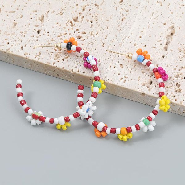 hoop & huggie fashion metal colorful rice beads c-shaped earrings women's creative party accessories, Golden;silver
hoop & huggie fashion metal colorful rice beads c-shaped earrings women's creative party accessories, Golden;silver