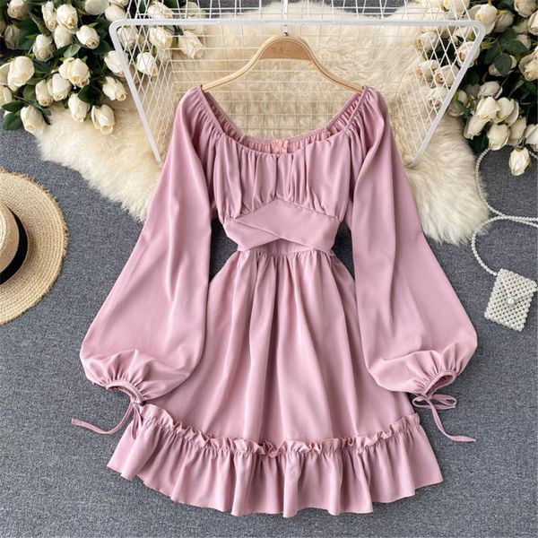 casual dresses women sweet kawaii autumn short dress fashion o neck puff sleeve ruffle bandage vestidos female robe woman clothing 2021, Black;gray
casual dresses women sweet kawaii autumn short dress fashion o neck puff sleeve ruffle bandage vestidos female robe woman clothing 2021, Black;gray