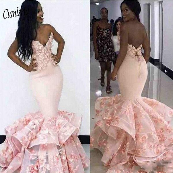 party dresses pink luxury backless tiered skirt mermaid evening dress handmade flowers appliques lace sleeveless formal, White;black
party dresses pink luxury backless tiered skirt mermaid evening dress handmade flowers appliques lace sleeveless formal, White;black