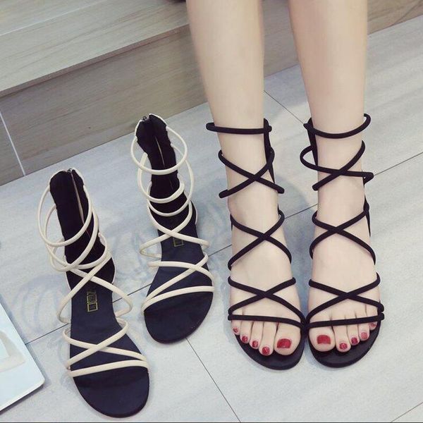 fashion women's flat sandals summer outside plus size non-slip shoes ankle strap zipper gladiator, Black
fashion women's flat sandals summer outside plus size non-slip shoes ankle strap zipper gladiator, Black