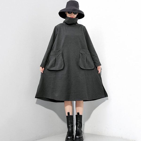 seebeautiful large size dress turtleneck long sleeve patch poclets thick warm dresses fashion spring 2021 women m084 casual, Black;gray
seebeautiful large size dress turtleneck long sleeve patch poclets thick warm dresses fashion spring 2021 women m084 casual, Black;gray