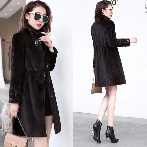 women's fur & faux 2021 haining whole mink medium and long imitation coat, thin korean version, Black
women's fur & faux 2021 haining whole mink medium and long imitation coat, thin korean version, Black