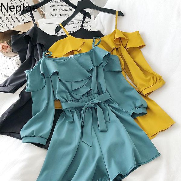 women's jumpsuits & rompers neploe ruffle off shoulder sling women strapless half sleeve playsuit 2021 summer korean slim waist bodysui, Black;white
women's jumpsuits & rompers neploe ruffle off shoulder sling women strapless half sleeve playsuit 2021 summer korean slim waist bodysui, Black;white