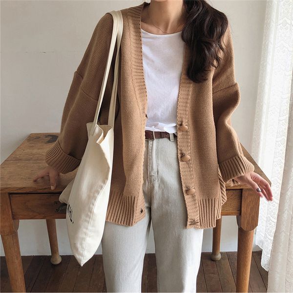 brown oversize women's sweaters autumn winter vintage v neck cardigans single breasted puff sleeve loose cardigan women warm 210417, White;black
brown oversize women's sweaters autumn winter vintage v neck cardigans single breasted puff sleeve loose cardigan women warm 210417, White;black