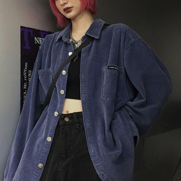 women's blouses & shirts deeptown retro punk corduroy shirt vintage blue long sleeve blouse women autumn kpop harajuku cardigan korean, White
women's blouses & shirts deeptown retro punk corduroy shirt vintage blue long sleeve blouse women autumn kpop harajuku cardigan korean, White