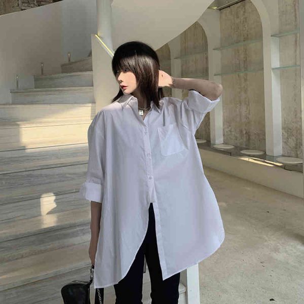 women's blouse long sleeve cotton spring autumn lrregular loose-fitting shirt mid-length ladies shirts 400b 210420, White
women's blouse long sleeve cotton spring autumn lrregular loose-fitting shirt mid-length ladies shirts 400b 210420, White