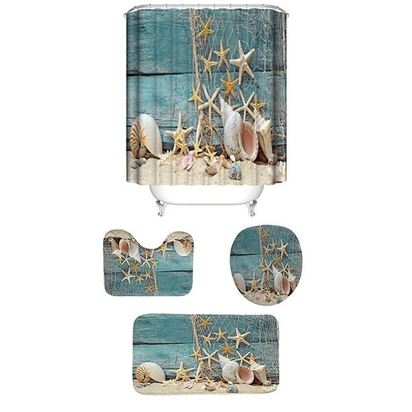 beach style waterproof bathroom shower curtain toilet cover mat non-slip rug set with hook curtains
beach style waterproof bathroom shower curtain toilet cover mat non-slip rug set with hook curtains