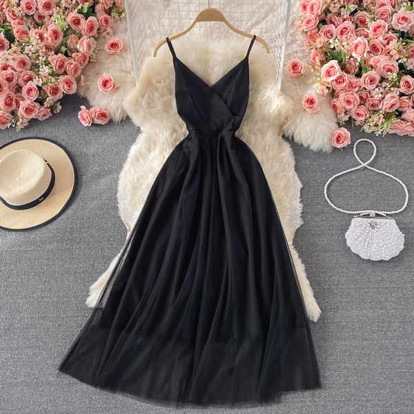 black mesh long dress women summer elegant v-neck sleeveless spaghetti strap vestidos beach vacation party robe 2021 new, Black;gray 
black mesh long dress women summer elegant v-neck sleeveless spaghetti strap vestidos beach vacation party robe 2021 new, Black;gray