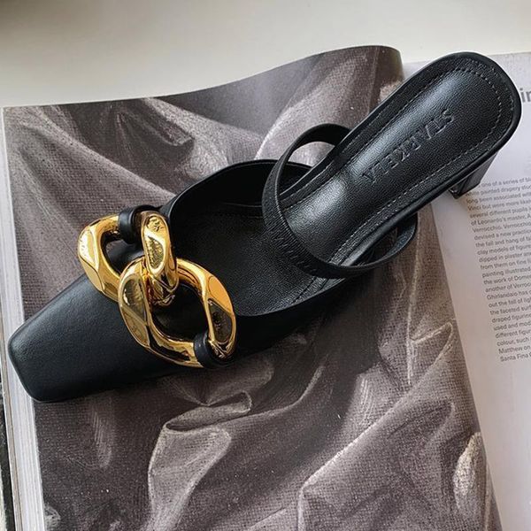 slippers 2021 women slipper fashion big gold chain sandals shoes round toe slip on mules flat heel casual slides flip, Black
slippers 2021 women slipper fashion big gold chain sandals shoes round toe slip on mules flat heel casual slides flip, Black