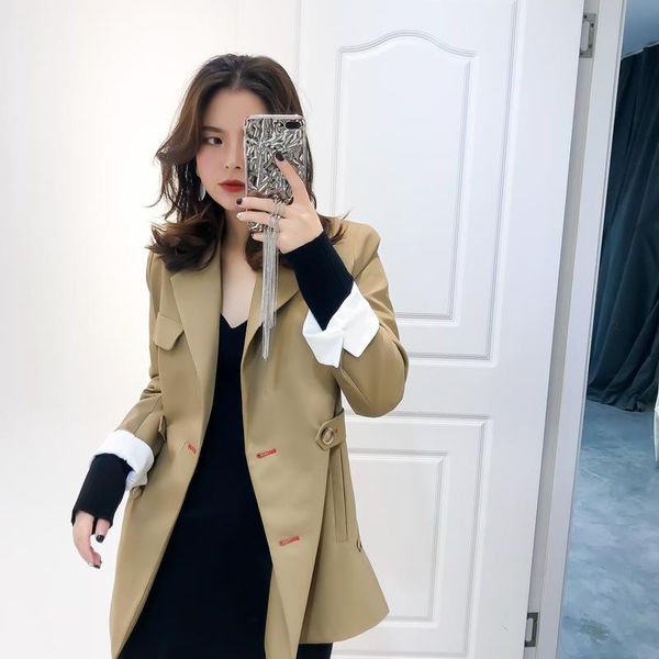 women's suits & blazers 2021 blazer cotton polyester full sleeves england style button regular length double breasted notched collar so, White;black 
women's suits & blazers 2021 blazer cotton polyester full sleeves england style button regular length double breasted notched collar so, White;black