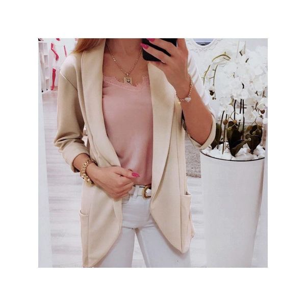 women's suits & blazers blazer coat womens long sleve pocket loose jacket outerwear office ladies solid color coats, White;black
women's suits & blazers blazer coat womens long sleve pocket loose jacket outerwear office ladies solid color coats, White;black