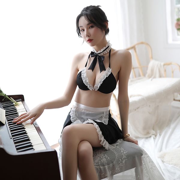french maid cosplay uniform underwear erotic pajamas halloween costumes for women maid outfit, Black;white
french maid cosplay uniform underwear erotic pajamas halloween costumes for women maid outfit, Black;white