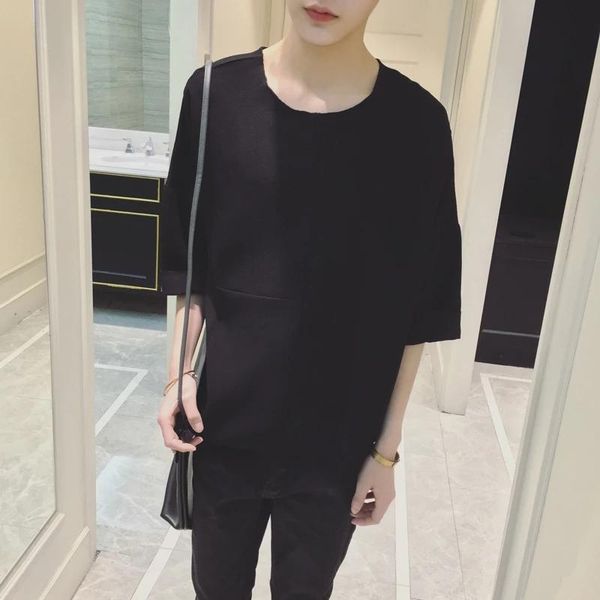 hairstylist men's sleeve t-shirt summer ulzzang loose stitching irregular clothing personality five points south korea t-shirts, White;black
hairstylist men's sleeve t-shirt summer ulzzang loose stitching irregular clothing personality five points south korea t-shirts, White;black