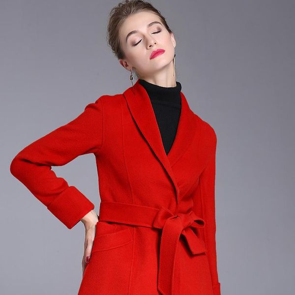women's wool & blends winter overcoats red double-sided cashmere outwear casual 2021 autumn plus size ladies fashion long ship, Black 
women's wool & blends winter overcoats red double-sided cashmere outwear casual 2021 autumn plus size ladies fashion long ship, Black