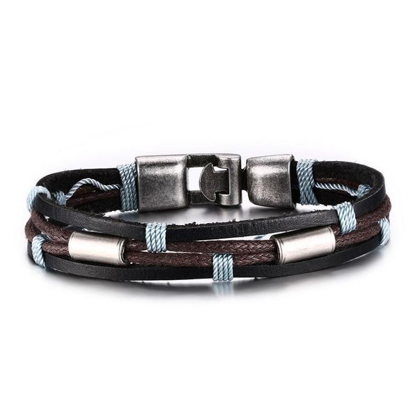 korean version of the -selling minimalist style leather woven metal buckle fashion men's bracelet trend holiday gifts link, chain, Black
korean version of the -selling minimalist style leather woven metal buckle fashion men's bracelet trend holiday gifts link, chain, Black