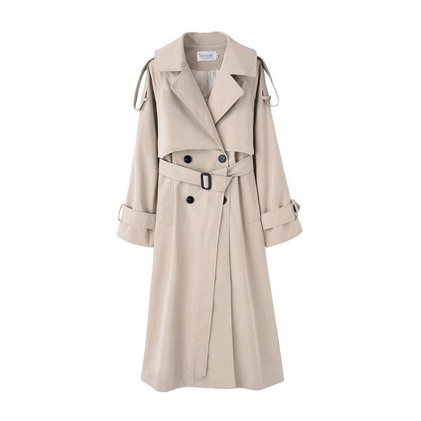 women's trench coats 2021 spring autumn british style long coat women vintage loose outwear double breasted windbreaker casual clothing, Tan;black
women's trench coats 2021 spring autumn british style long coat women vintage loose outwear double breasted windbreaker casual clothing, Tan;black