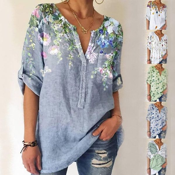 women's blouses & shirts lady women floral printed blusas summer blouse loose elegant pullover v-neck cotton short-sleeve vintage blus, White
women's blouses & shirts lady women floral printed blusas summer blouse loose elegant pullover v-neck cotton short-sleeve vintage blus, White