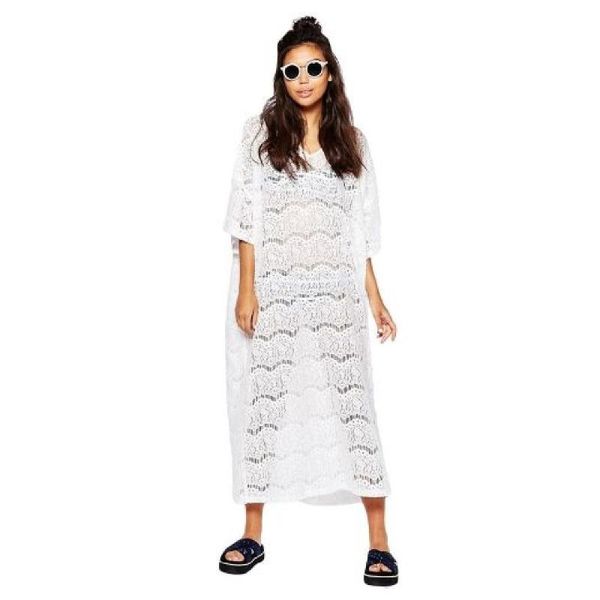 women's swimwear arrivals beach cover up lace white dress ladies kaftan tunic bathing suit ups saida de praia #q34, White;black
women's swimwear arrivals beach cover up lace white dress ladies kaftan tunic bathing suit ups saida de praia #q34, White;black