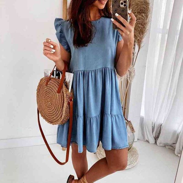 high waist sleeveless mini dess women dresses soft jeans frilled ruffles casual summer sundress short denim beach vestidos, Black;gray
high waist sleeveless mini dess women dresses soft jeans frilled ruffles casual summer sundress short denim beach vestidos, Black;gray