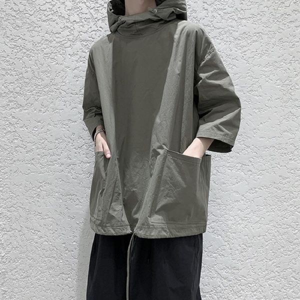 men's hoodies & sweatshirts summer short-sleeved hoodie loose three-quarter-sleeved streetwear trendy windbreaker pullover men sweatshi, Black
men's hoodies & sweatshirts summer short-sleeved hoodie loose three-quarter-sleeved streetwear trendy windbreaker pullover men sweatshi, Black