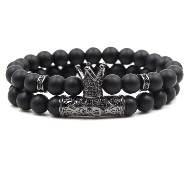 2pcs/set king crown couple bracelet natural black stone micro pave cz crown bracelet set
2pcs/set king crown couple bracelet natural black stone micro pave cz crown bracelet set