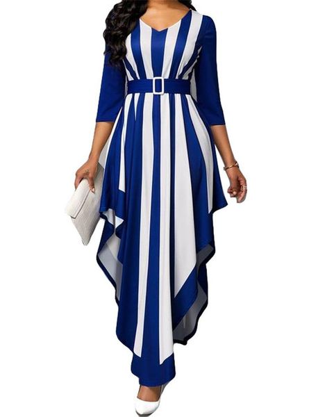 spring summer dress women casual plus size slim irregular striped maxi dresses elegant v neck bandage long party, Black;gray
spring summer dress women casual plus size slim irregular striped maxi dresses elegant v neck bandage long party, Black;gray
