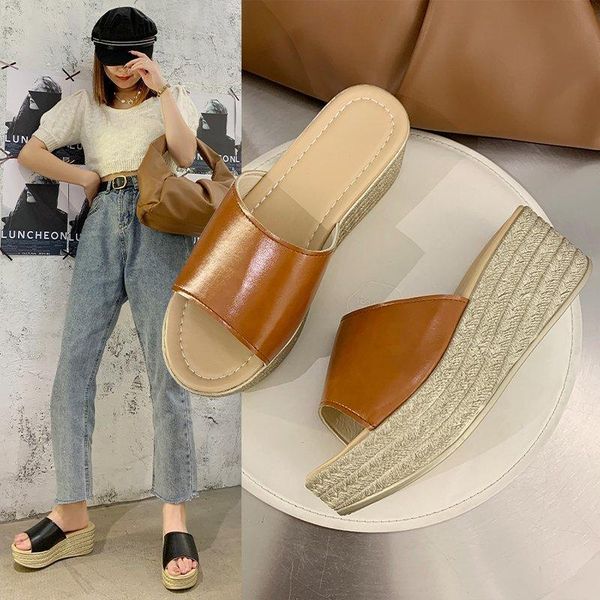 women's platform slope heel slippers plaited fashion woman shoes lattice ladies slides casual pu comfort open toe female summer, Black
women's platform slope heel slippers plaited fashion woman shoes lattice ladies slides casual pu comfort open toe female summer, Black
