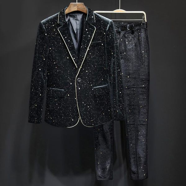 korean slim suit two piece suits men trendy wedding dress traje hombre formal 2021 grooms men's casual golden velvet tuxedo & blazers, White;black
korean slim suit two piece suits men trendy wedding dress traje hombre formal 2021 grooms men's casual golden velvet tuxedo & blazers, White;black