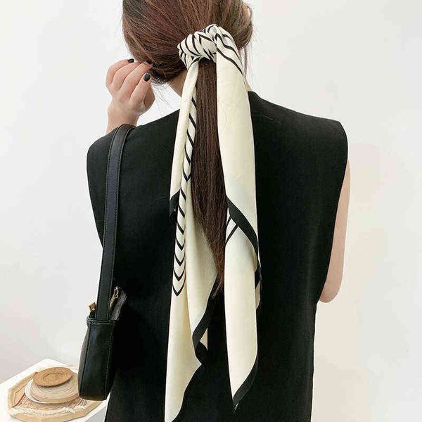 scarves 90 large korean version black and white stripe fashion classic square women's versatile scarf hair accsori silk scarf, Blue;gray
scarves 90 large korean version black and white stripe fashion classic square women's versatile scarf hair accsori silk scarf, Blue;gray