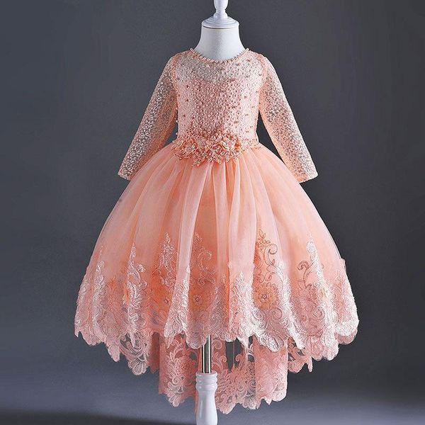 girl's dresses flower girls illusion full lace appliques embroidery pearls o-neck knee-length luxury pink kids party princess gown f498, Red;yellow
girl's dresses flower girls illusion full lace appliques embroidery pearls o-neck knee-length luxury pink kids party princess gown f498, Red;yellow