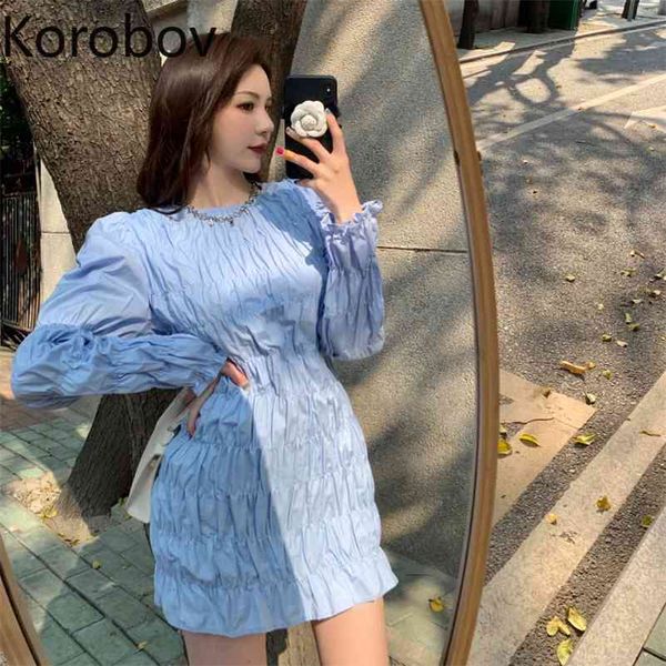 korobov new fashion women solid slim dress summer o neck puff long sleeve female dresses korean chic mini vestidos 210430, Black;gray
korobov new fashion women solid slim dress summer o neck puff long sleeve female dresses korean chic mini vestidos 210430, Black;gray