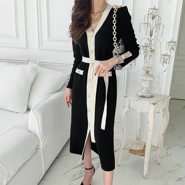 casual dresses coigarsam long dress women autumn french style knitting high waist v-neck apricot black robe vestidos, Black;gray
casual dresses coigarsam long dress women autumn french style knitting high waist v-neck apricot black robe vestidos, Black;gray