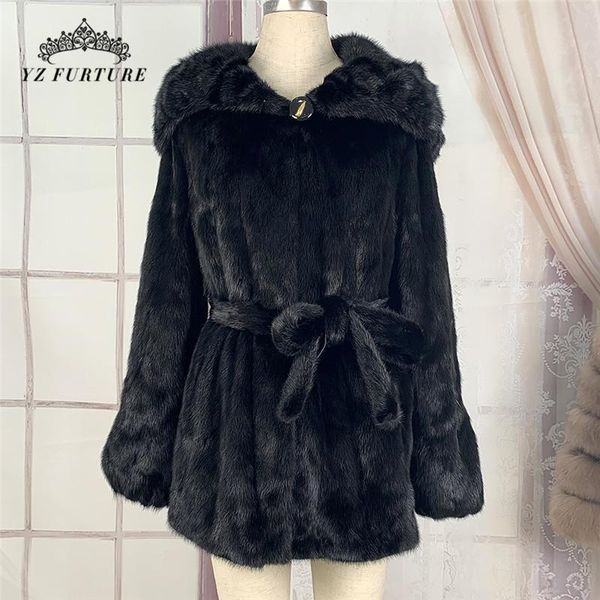 women's fur & faux winter luxury real mink hooded woman coat with belt long sleeves hem skirt desig warm and outerwear mkw-350, Black
women's fur & faux winter luxury real mink hooded woman coat with belt long sleeves hem skirt desig warm and outerwear mkw-350, Black